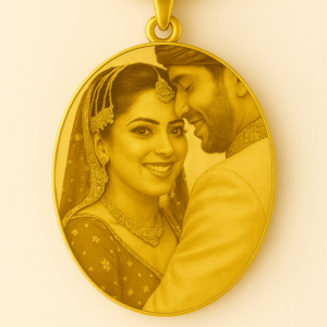 Photo Engraved Oval Pendant Necklace