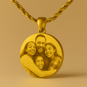 Photo Engraved Round Pendant Necklace