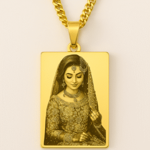 Photo Engraved Rectangular Pendant Necklace
